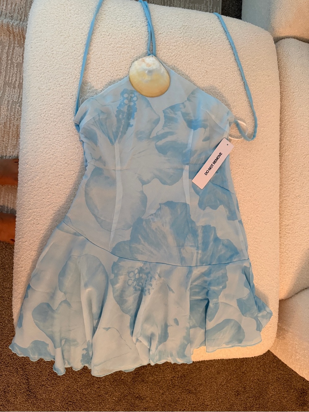 Princess Polly Sky Blue Halter Floral Mini Dress - Picture 2 of 6